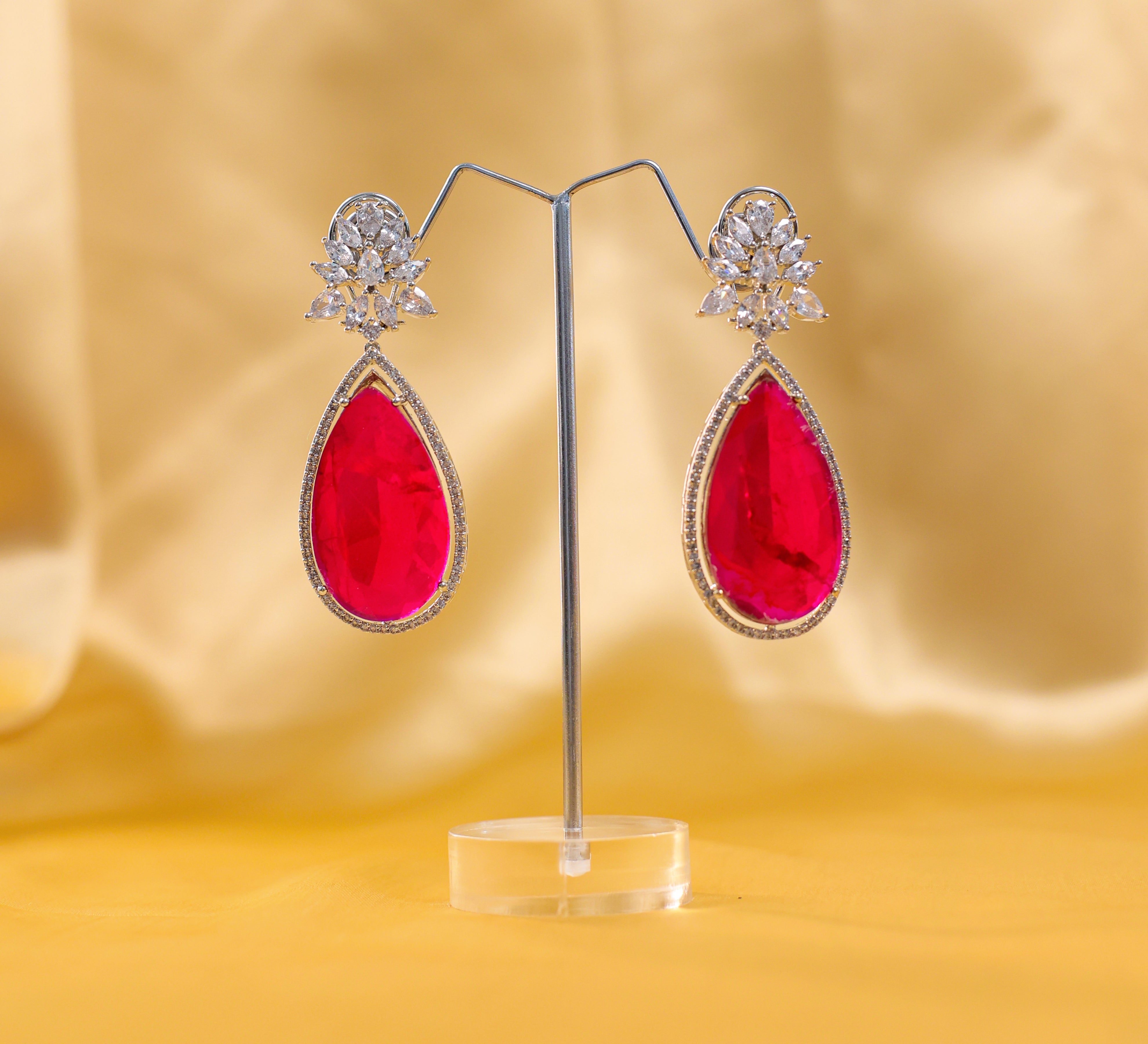 Doublet Stones Earrings - Adisha Jewels