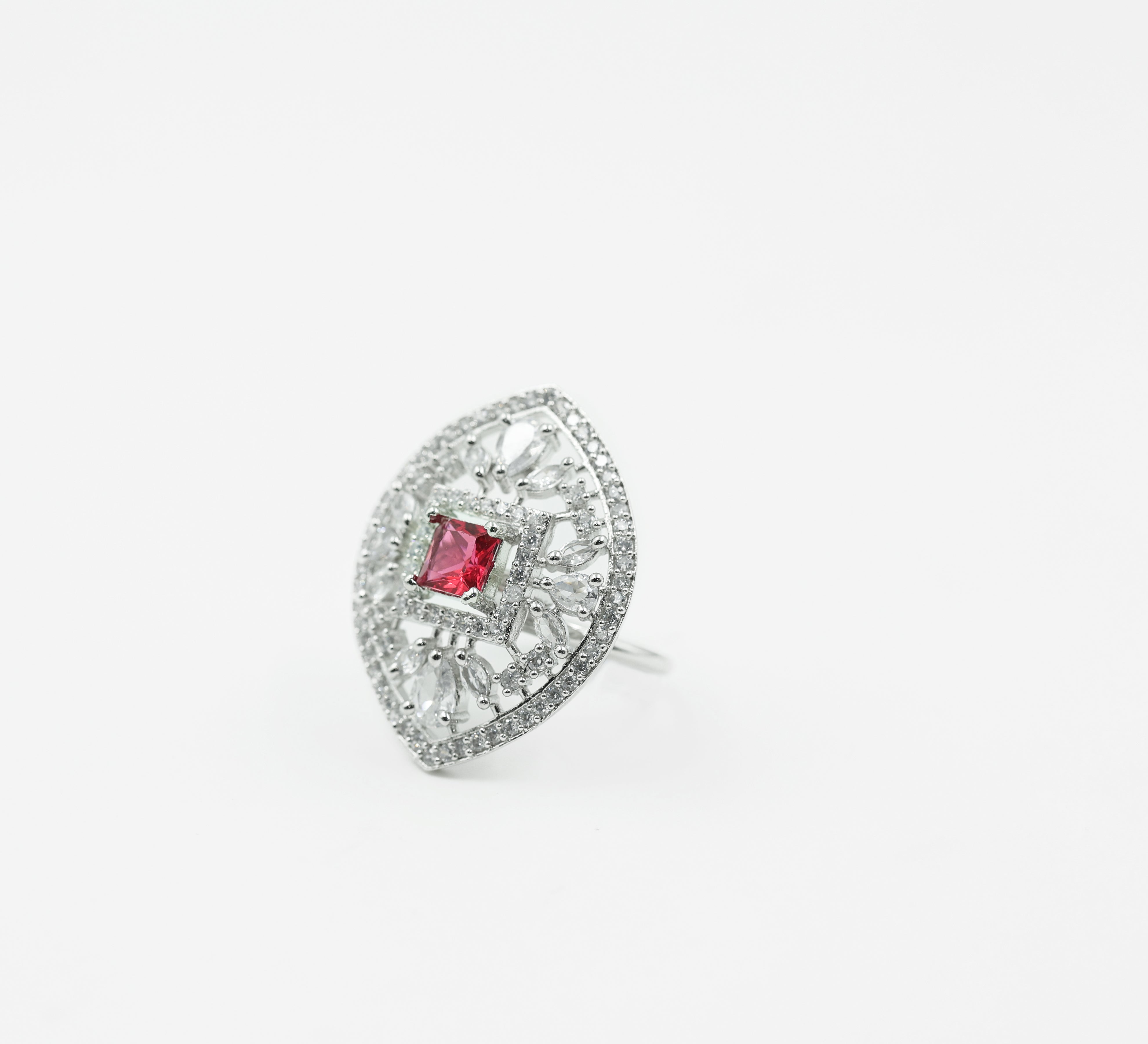 Silver-Plated Rings with American Diamonds and CZ Stones - Adisha Jewels