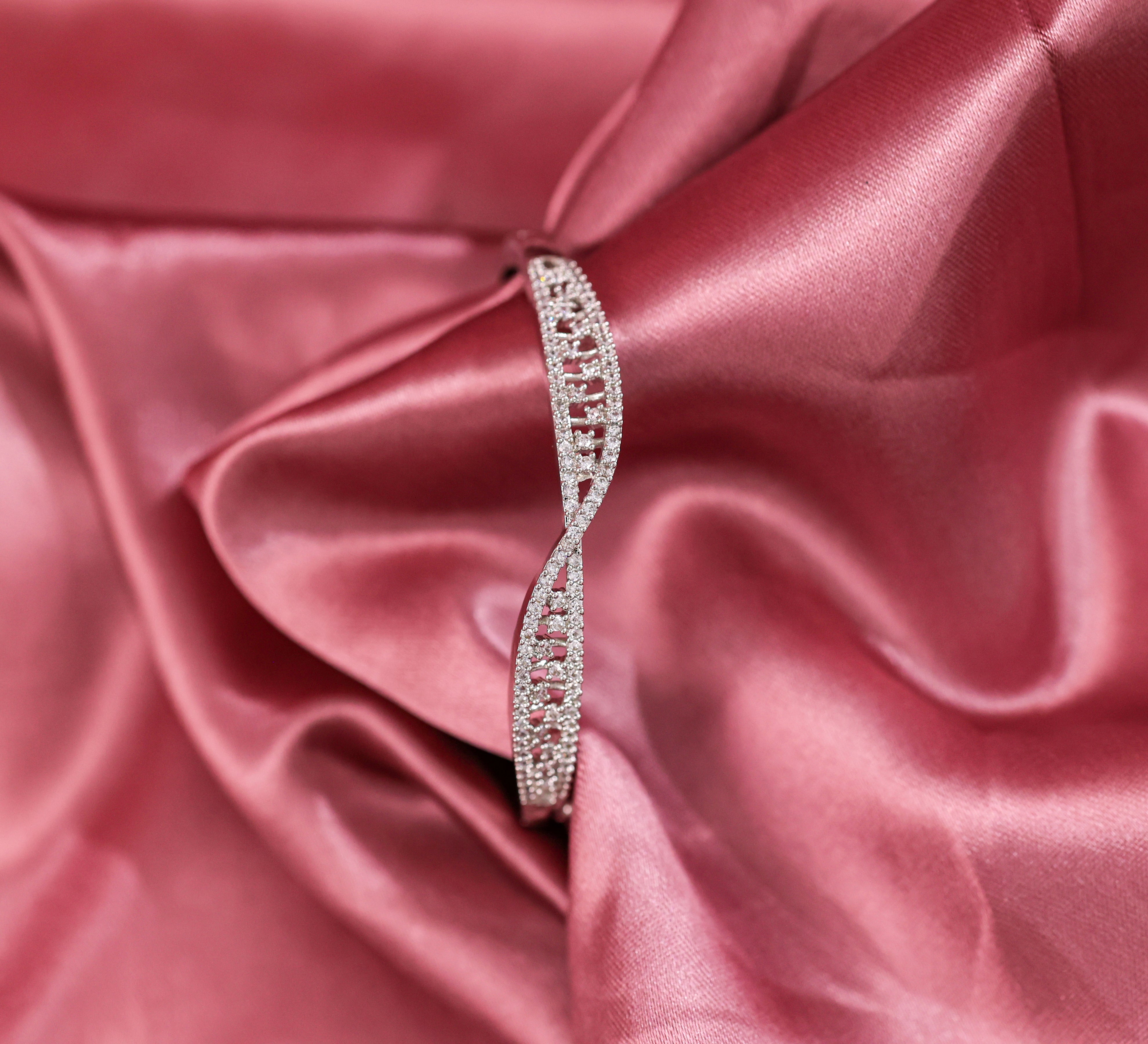 White Rhodium-Plated CZ Stones Bracelet - Adisha Jewels